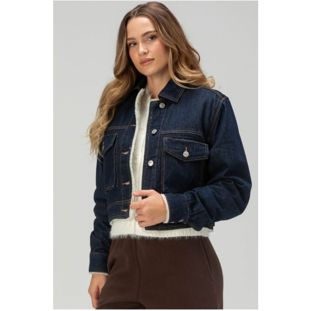 Women's Tillys Blue Sherpa Lined Denim Jean Jacket Size M